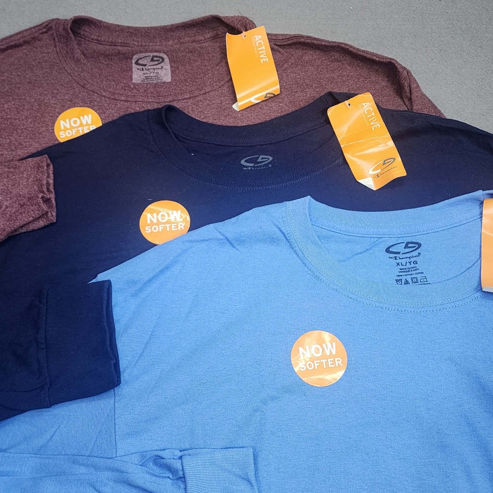 C9 by Champion Long Sleeve T-Shirt 3 Pack Blue Navy Burgundy Mens XL